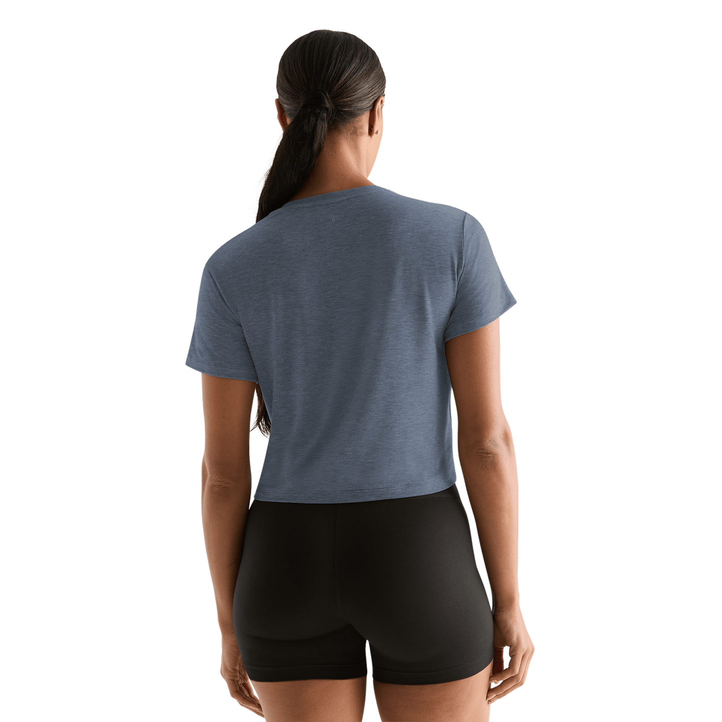 Women's Dusty Blue Heather NOBULL Boxy Tee Back Angle.
