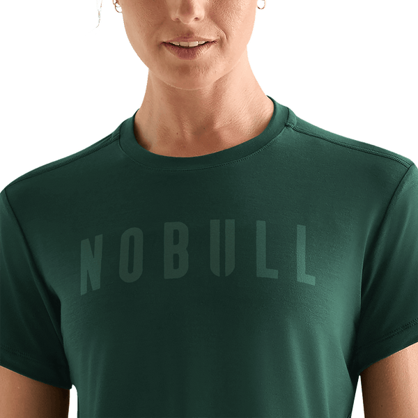 Women's Dark Ivy NOBULL Boxy Tee Detail Angle.