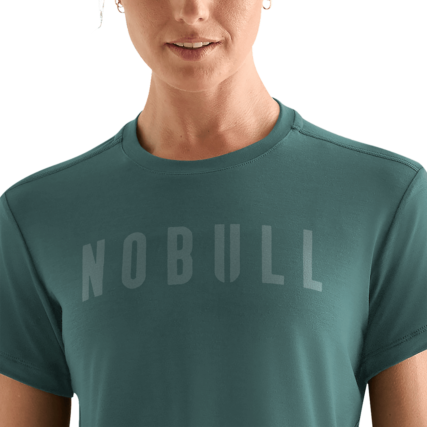 Women's Silver Pine NOBULL Boxy Tee Detail Angle.