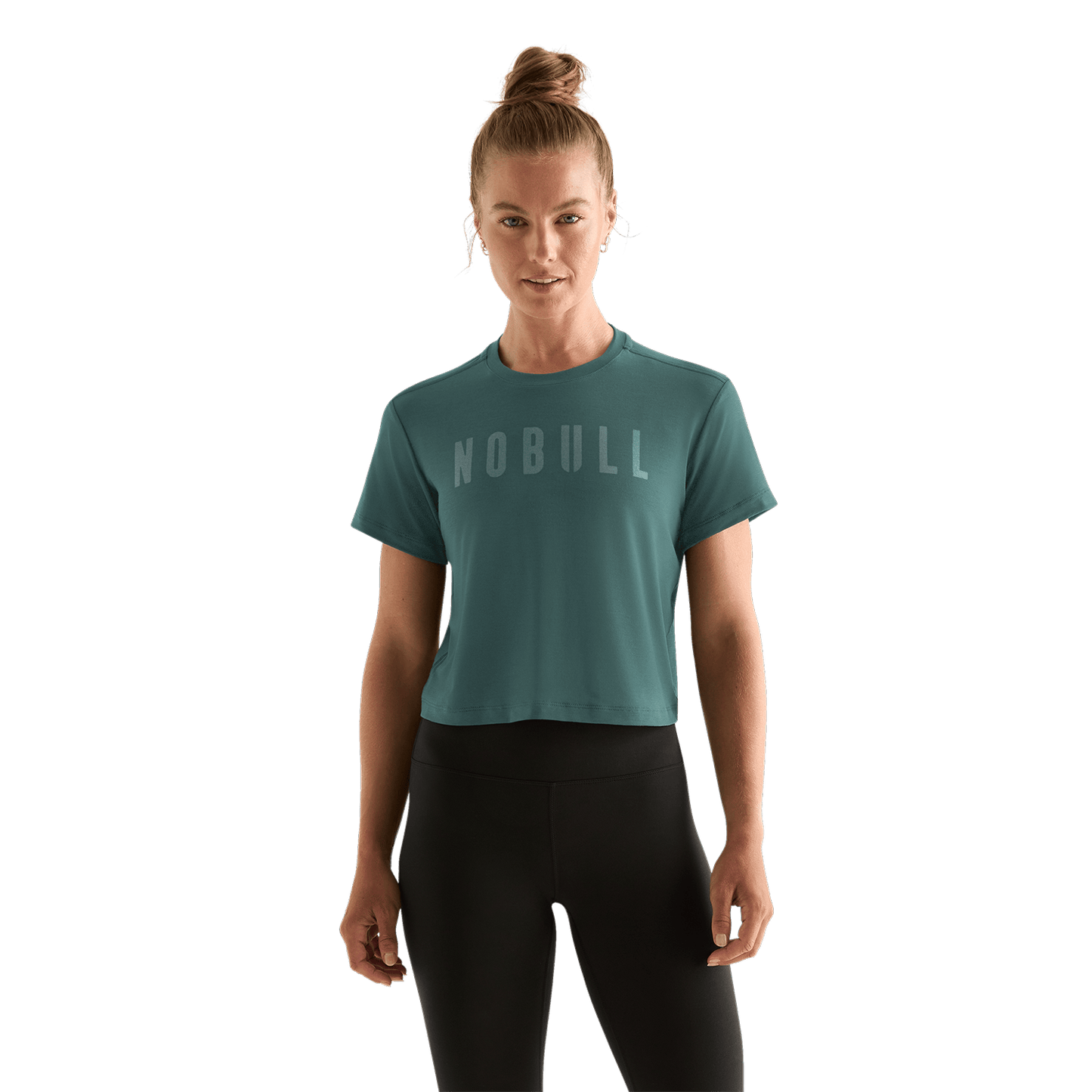 Women's Silver Pine NOBULL Boxy Tee Front Angle.