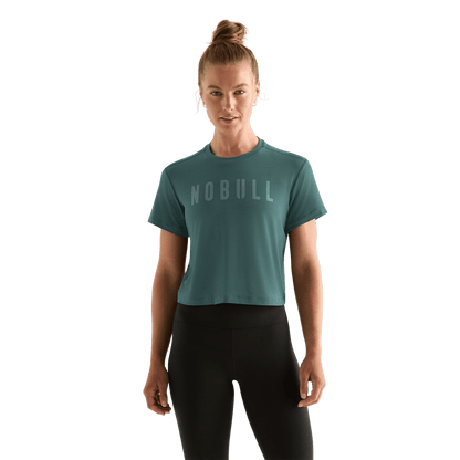 Women's Silver Pine NOBULL Boxy Tee Front Angle.