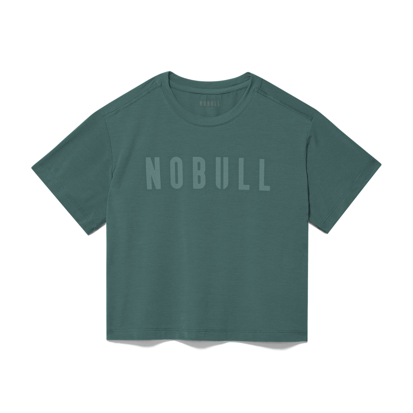 Women's Silver Pine NOBULL Boxy Tee Flat Lay Angle.