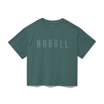 Women's Silver Pine NOBULL Boxy Tee Flat Lay Angle.