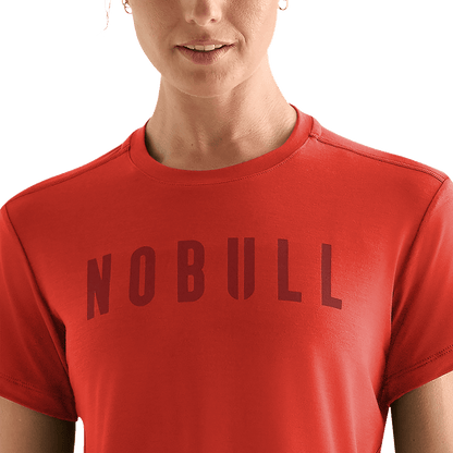 Women's Crimson NOBULL Boxy Tee Detail Angle.