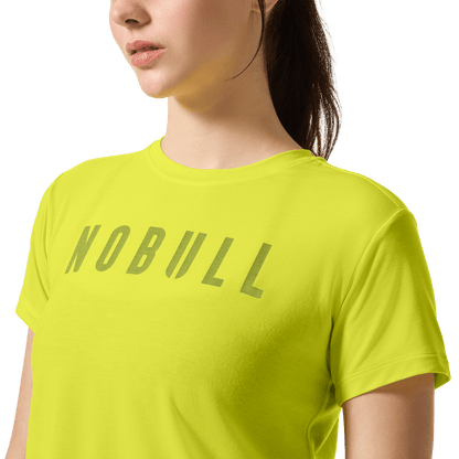 Women's Zest NOBULL Boxy Tee Front Detail On Body Angle.