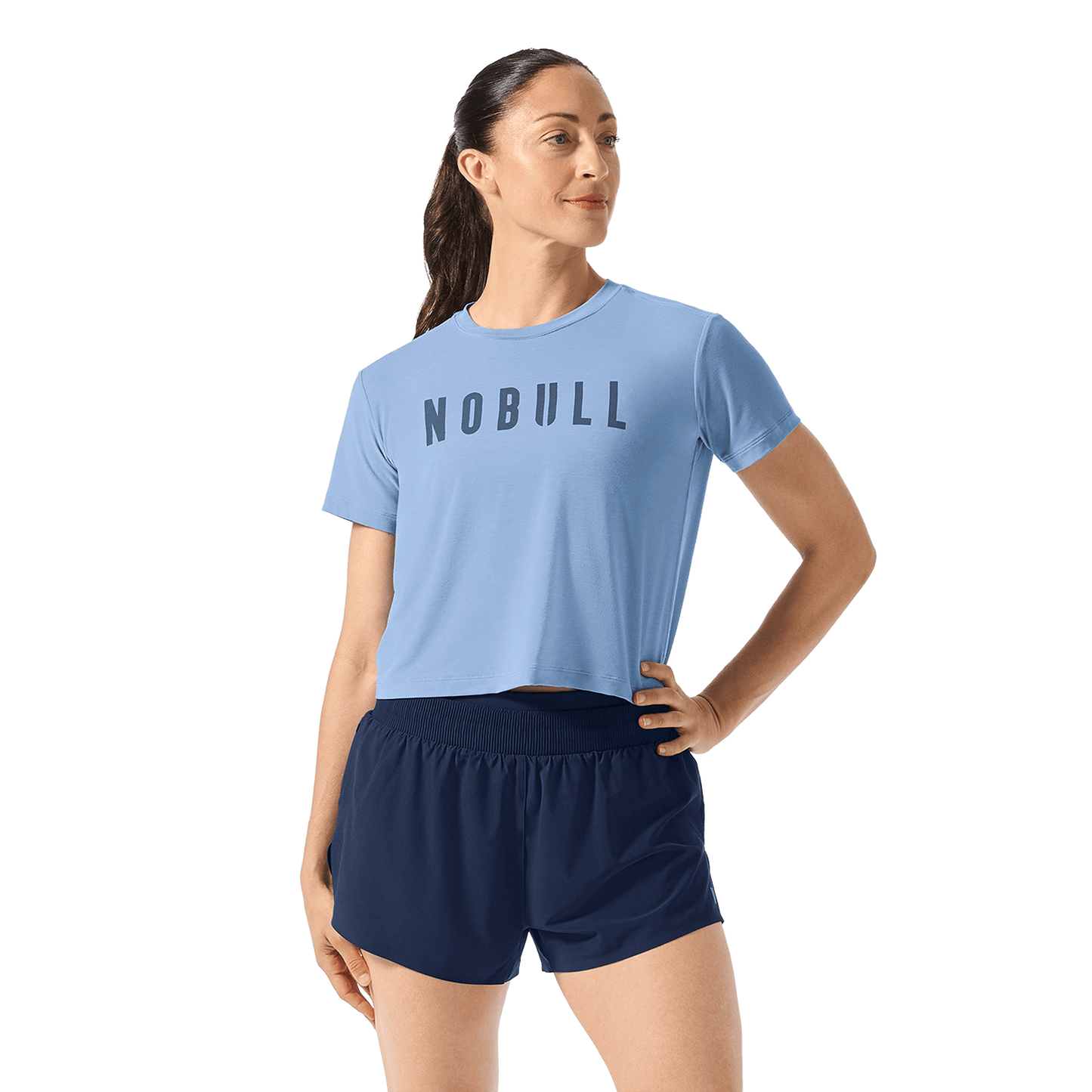 Women's Harbor NOBULL Boxy Tee Front Waist Up Angle.