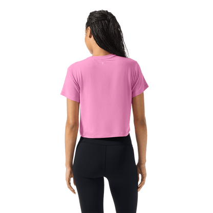 Women's Soft Pink Boxy Tee Back Waist Up Angle.