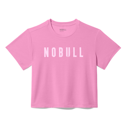 Women's Soft Pink Boxy Tee Flat Lay Angle.