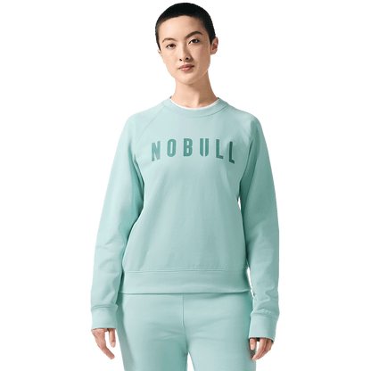 Blue Haze NOBULL Crew Sweatshirt Front On Body Angle.