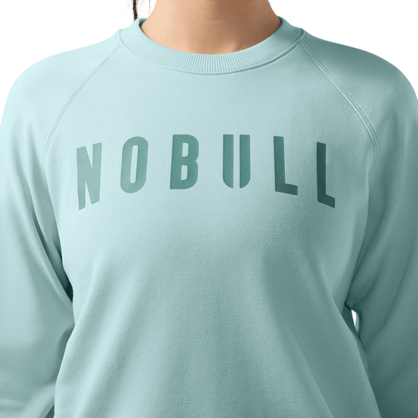 Blue Haze NOBULL Crew Sweatshirt Front Detail Angle.