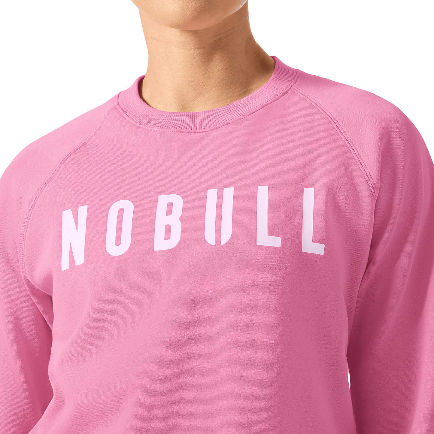 Women's Soft Pink NOBULL Crew Front Detail Angle.