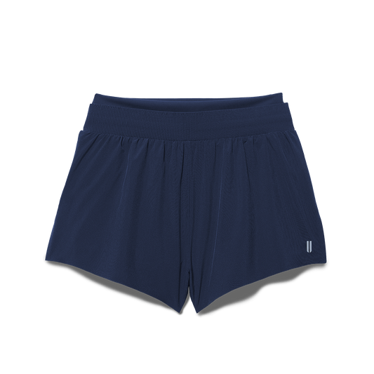 Women's Night Navy Drive 2-in-1 Short 3" Flat Lay Angle.