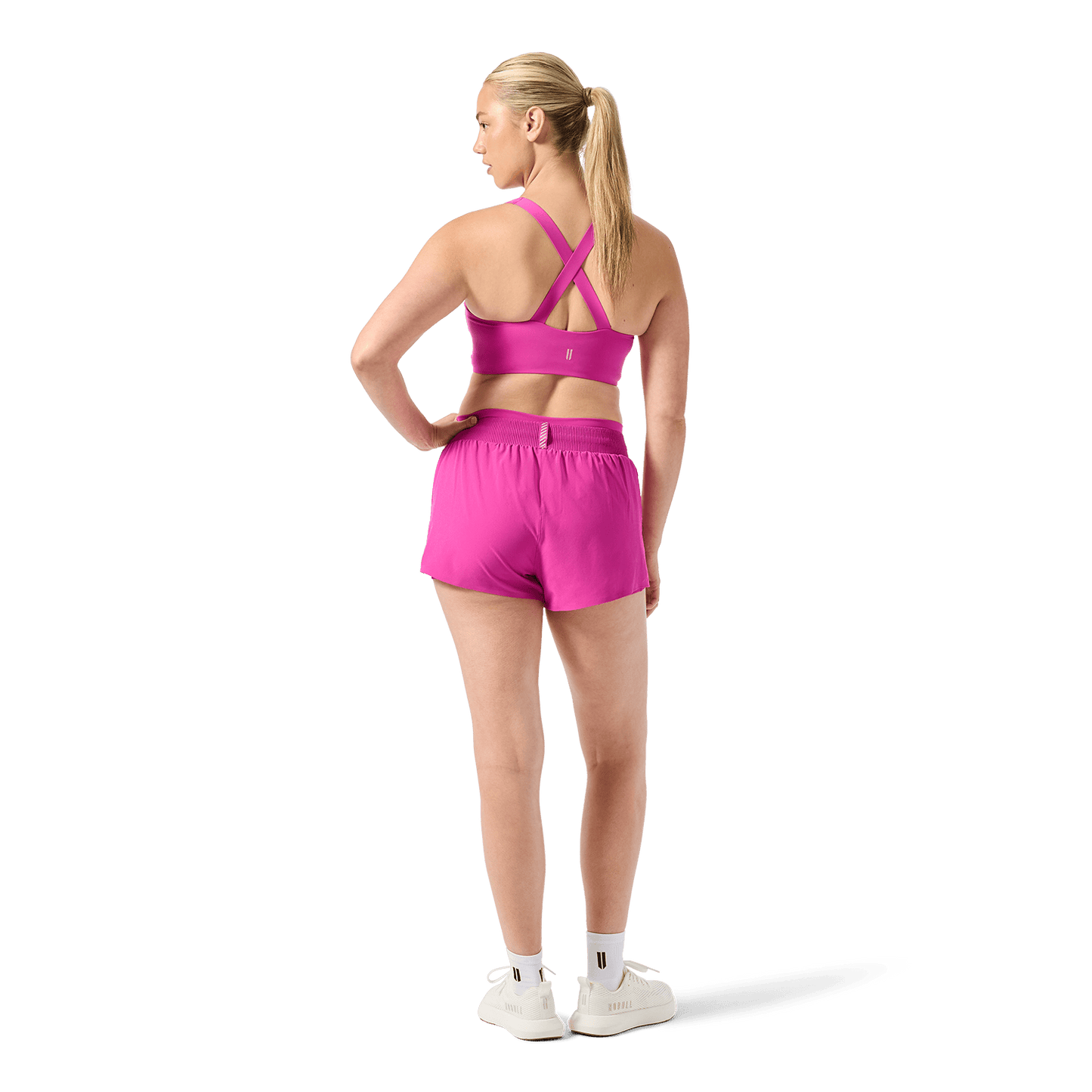 Women's Vivid Fuchsia Drive 2-in-1 Short 3" Back Full Body Angle. 