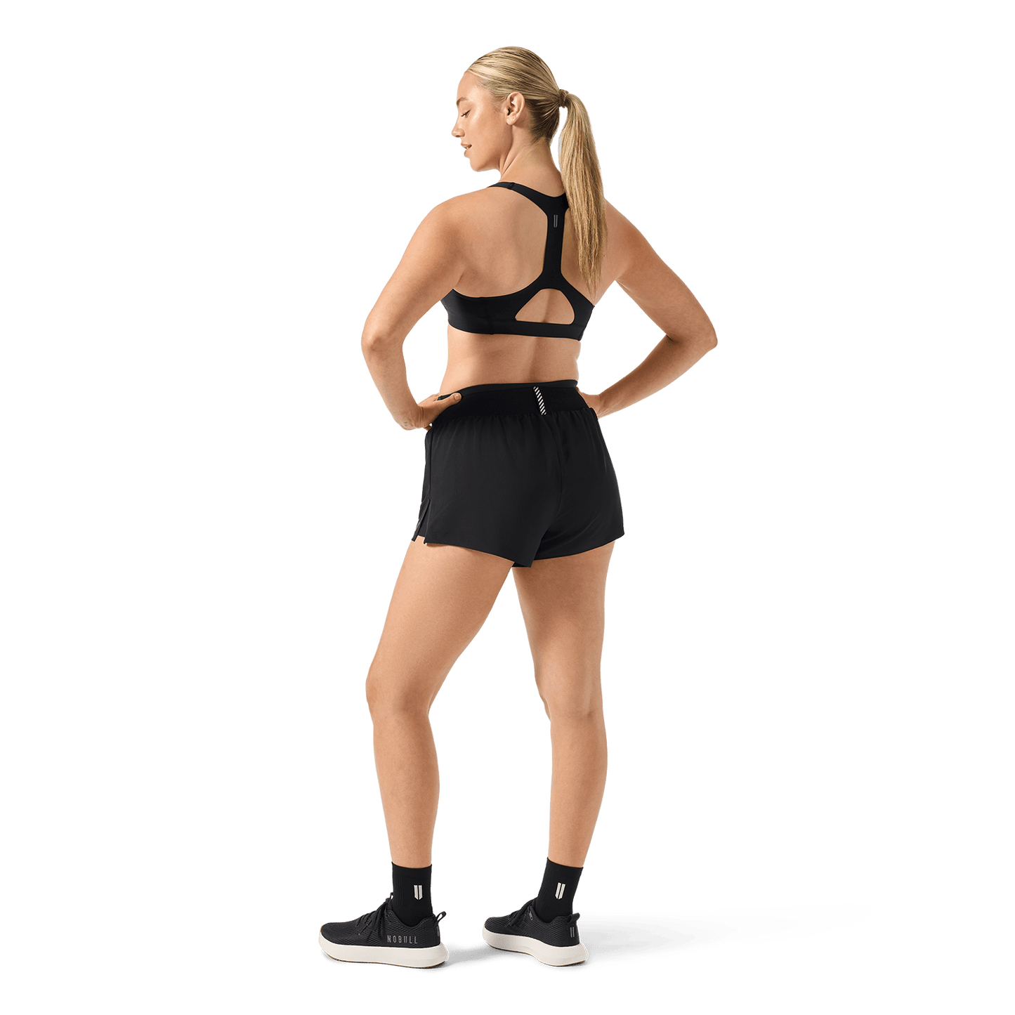 Women's Black Drive 2-in-1 Short 3" Back Full Body Angle.