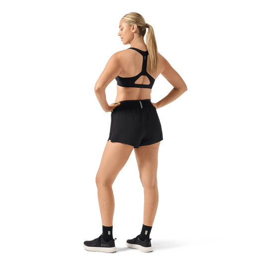 Women's Black Drive 2-in-1 Short 3" Back Full Body Angle.