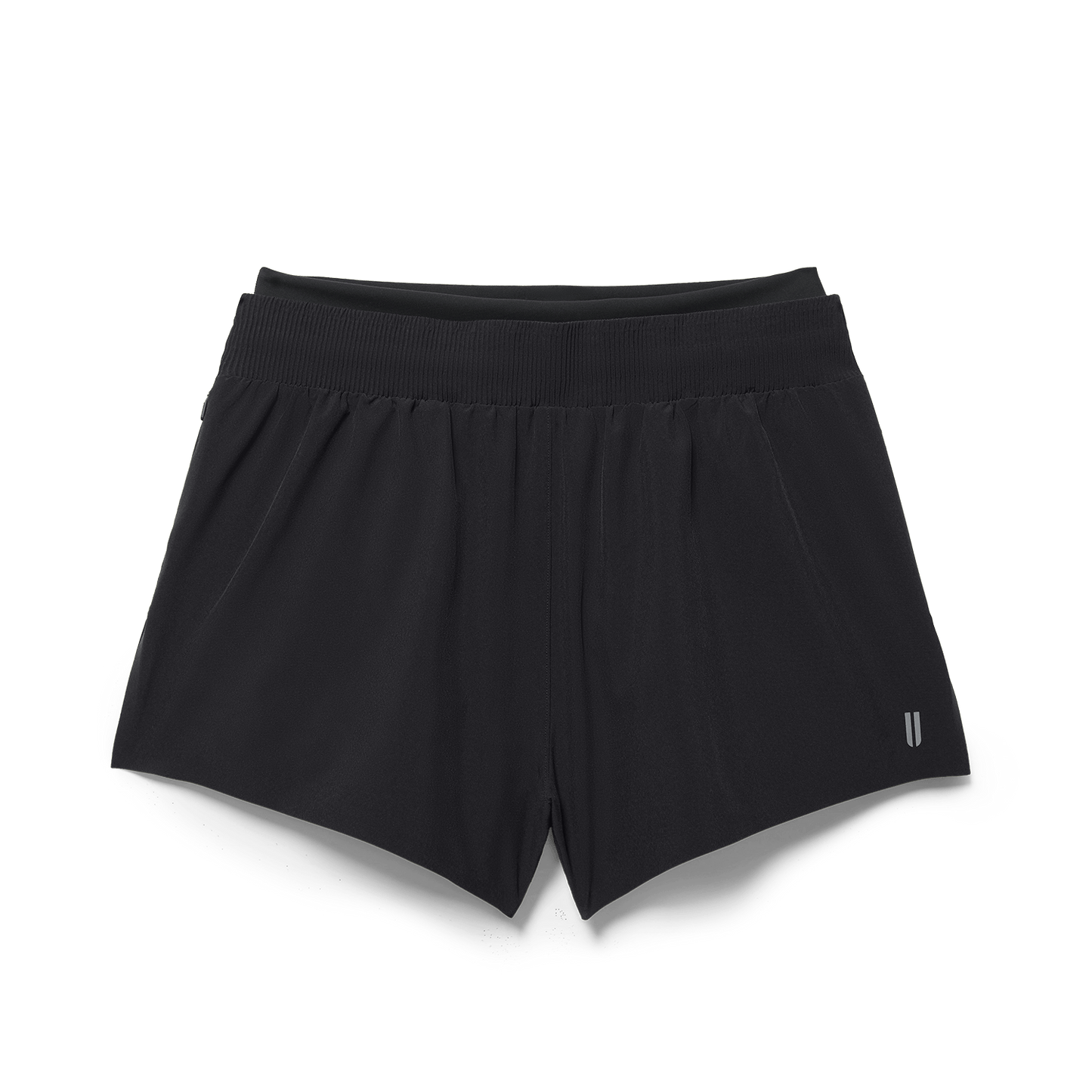 Women's Black Drive 2-in-1 Short 3" Flat Lay Angle.