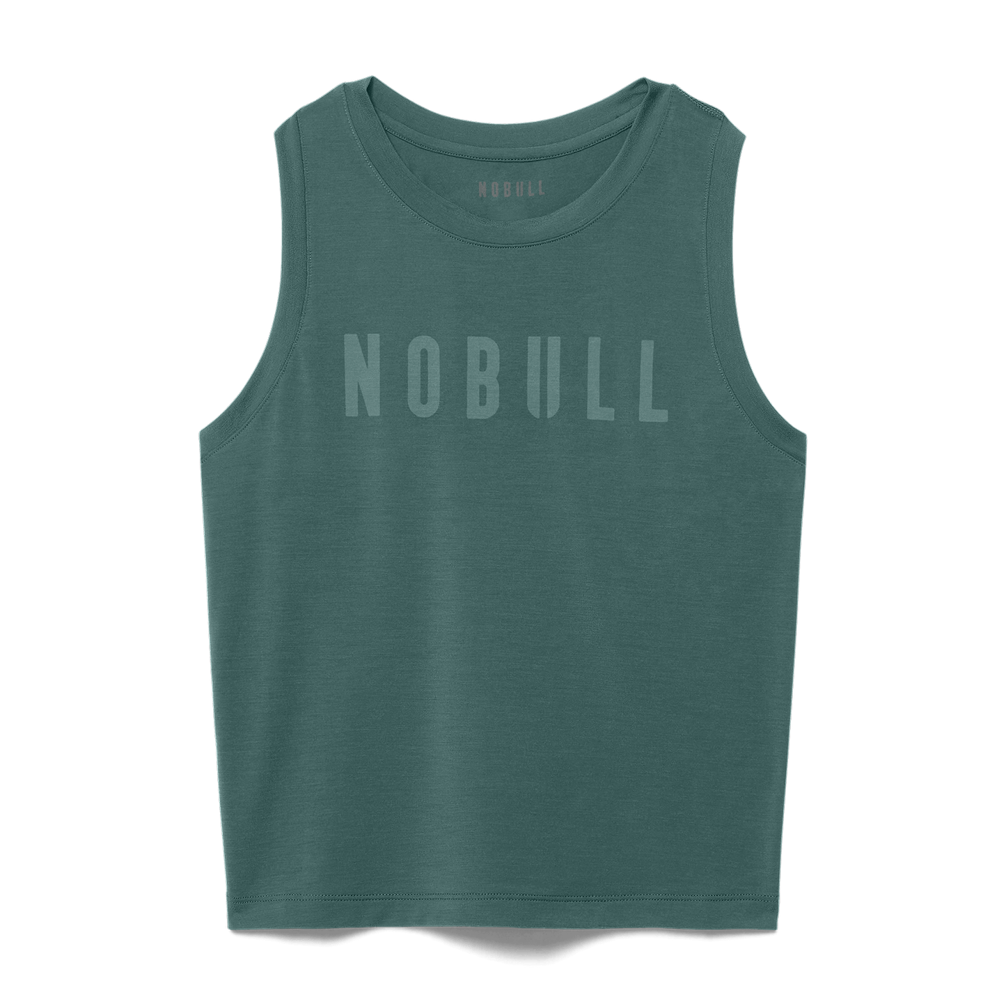 Women's Silver Pine NOBULL Fitted Tank Flat Lay Angle.