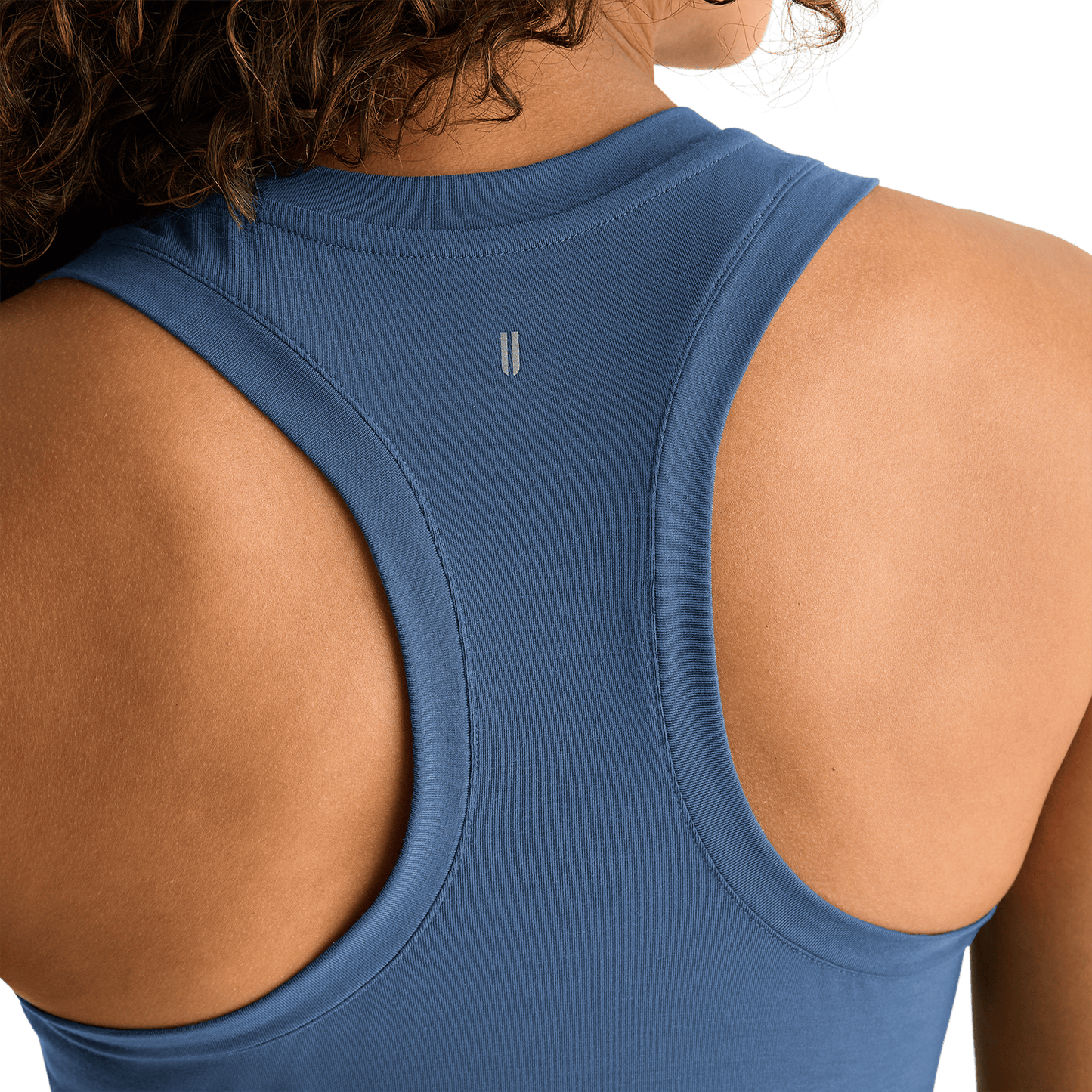 Women's Coastal Blue NOBULL Fitted Tank Back Detail Angle.