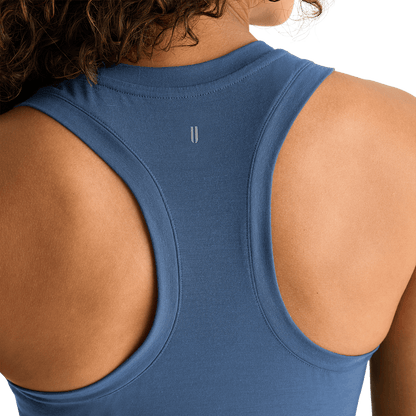 Women's Coastal Blue NOBULL Fitted Tank Back Detail Angle.