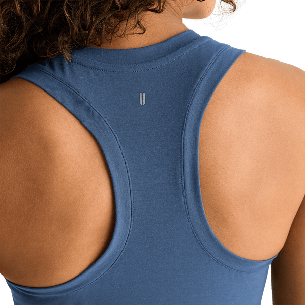 Women's Coastal Blue NOBULL Fitted Tank Back Detail Angle.