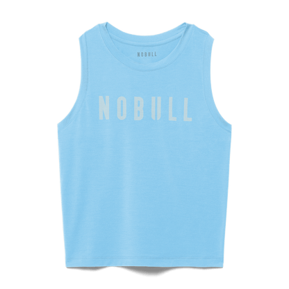 Women's Alaskan Blue Fitted Tank Flat Lay Angle.