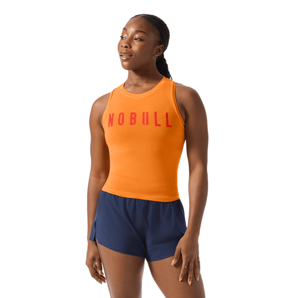 Women's Flare NOBULL Fitted Tank Front Waist Up Angle.