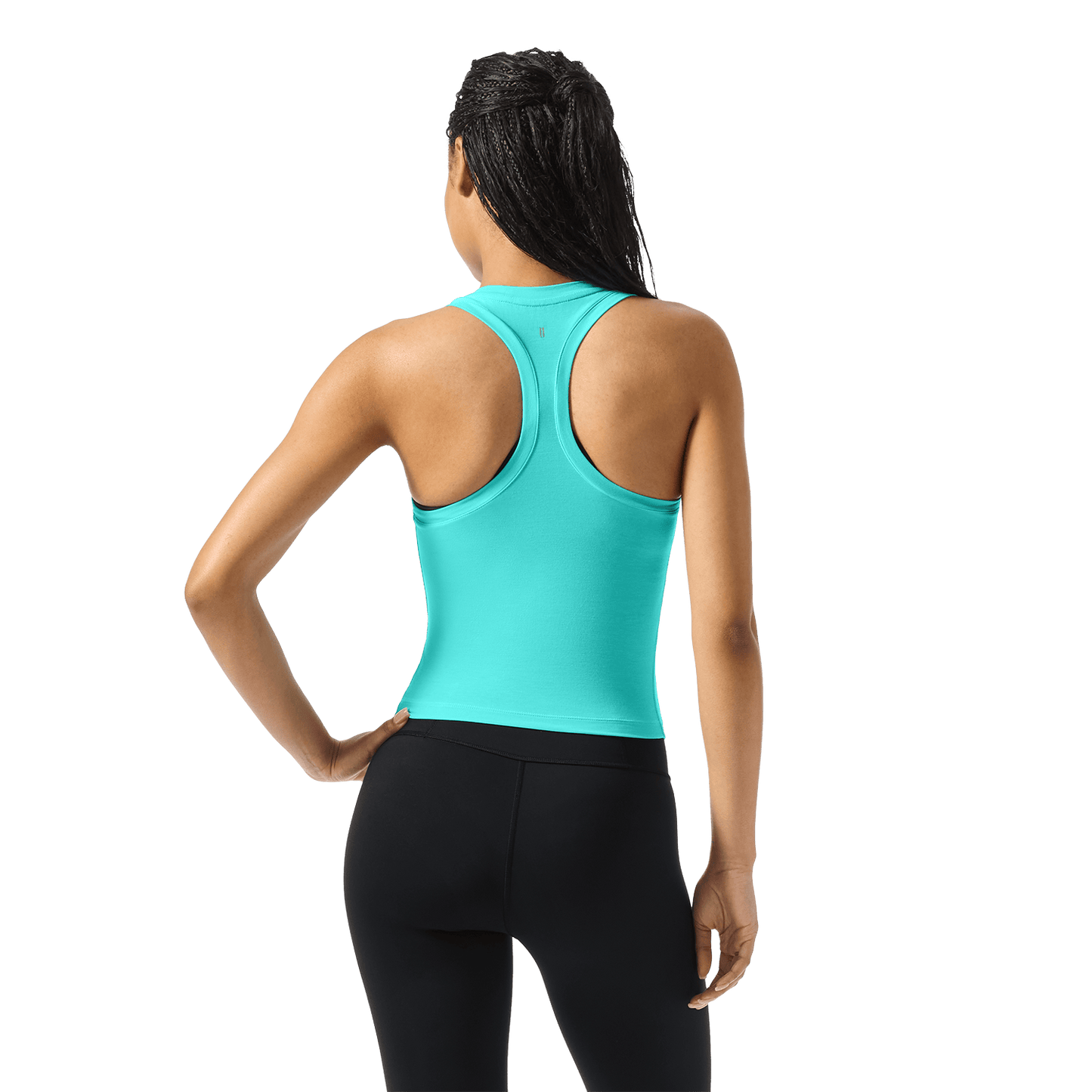 Women's Aqua Wash Fitted Tank Back Waist Up Angle.