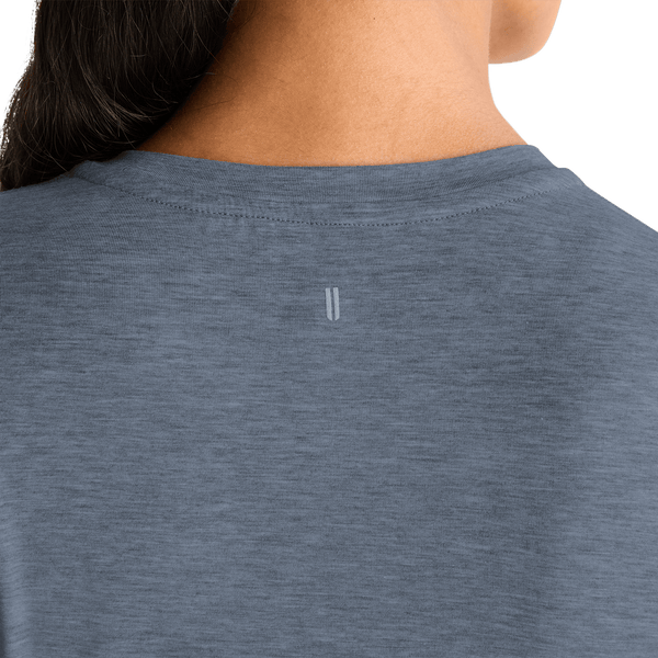 Women's Dusty Blue Heather NOBULL Fitted Tee U Logo Angle.