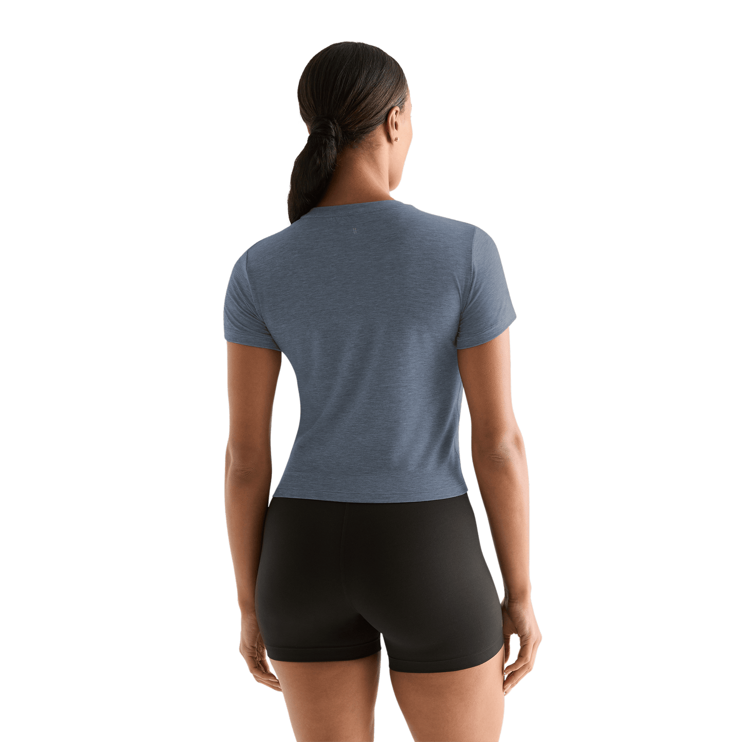 Women's Dusty Blue Heather NOBULL Fitted Tee Back Angle.