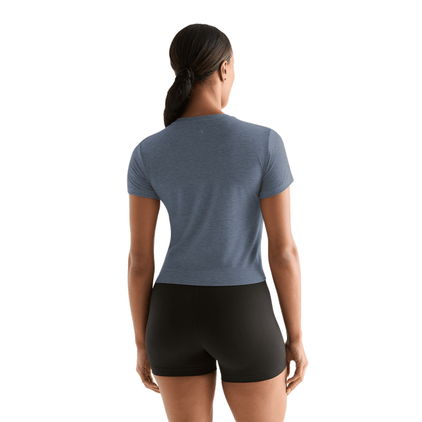 Women's Dusty Blue Heather NOBULL Fitted Tee Back Angle.