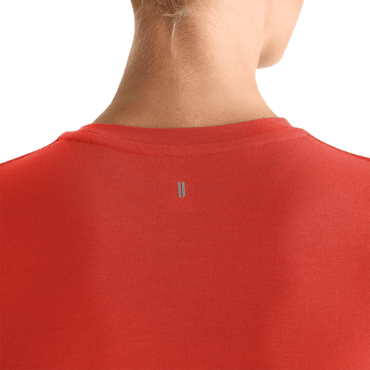 Women's Crimson NOBULL Fitted Tee Detail Angle.