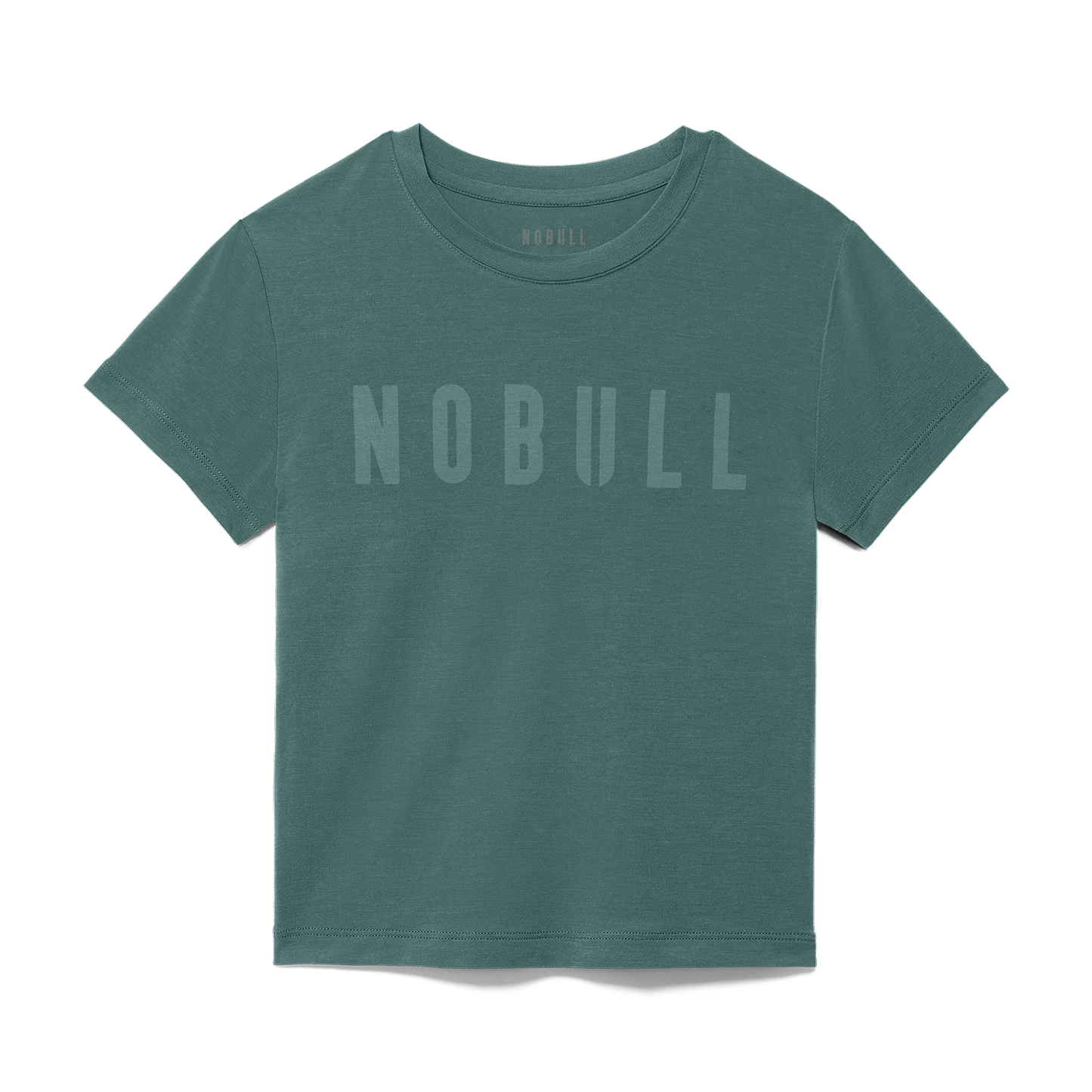 Women's Silver Pine NOBULL Fitted Tee Flat Lay Angle.