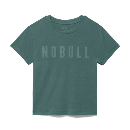 Women's Silver Pine NOBULL Fitted Tee Flat Lay Angle.