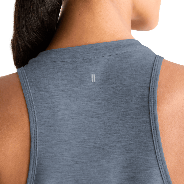 Women's Dusty Blue Heather NOBULL High-Neck Tank U Logo Angle.