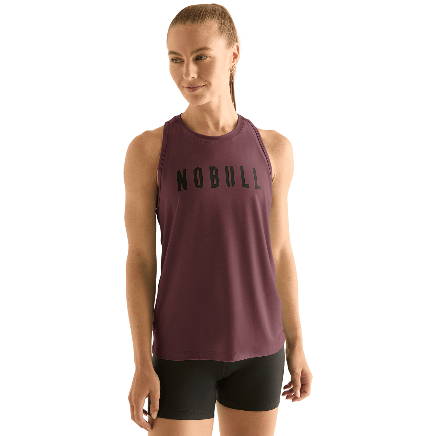 Women's Dark Burgundy NOBULL High-Neck Tank Front Angle.