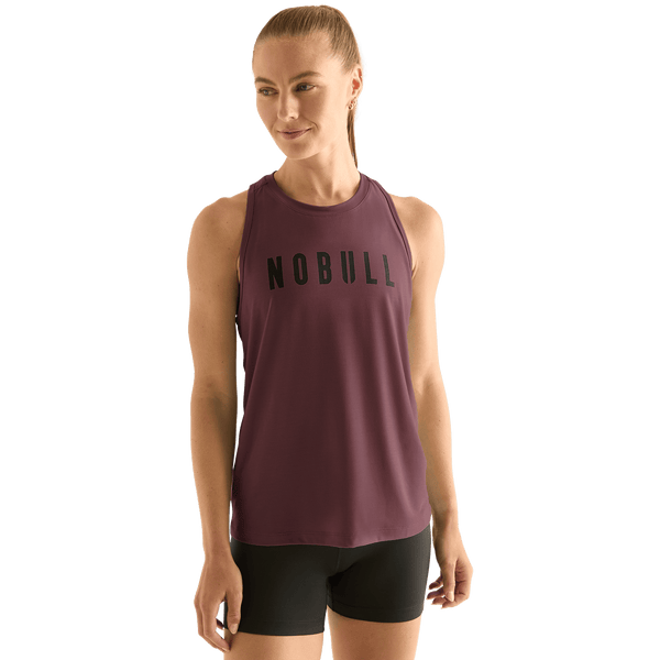 Women's Dark Burgundy NOBULL High-Neck Tank Front Angle.