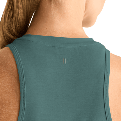 Women's Silver Pine NOBULL High-Neck Tank Detail Angle.