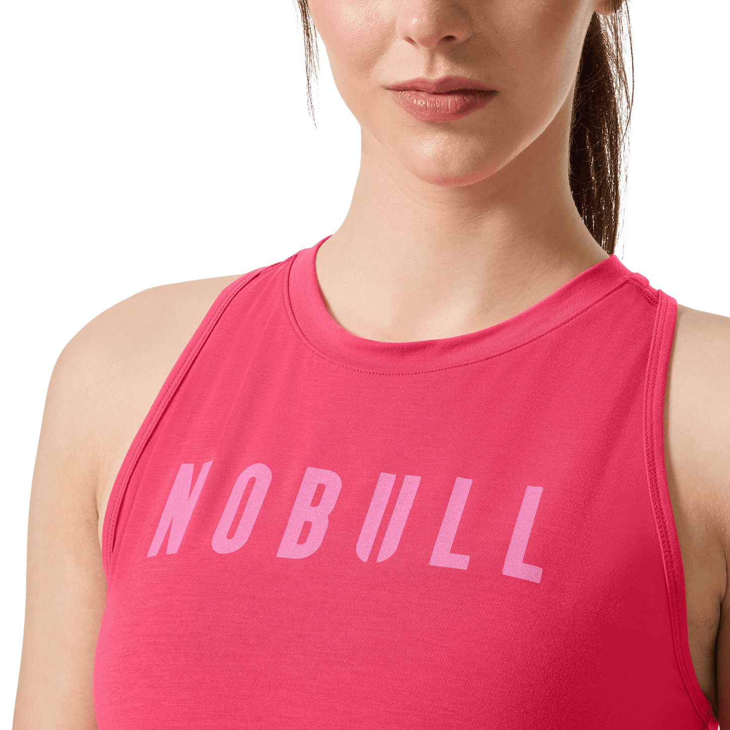 Women's Punch NOBULL High-Neck Tank Front Detail On Body Angle.