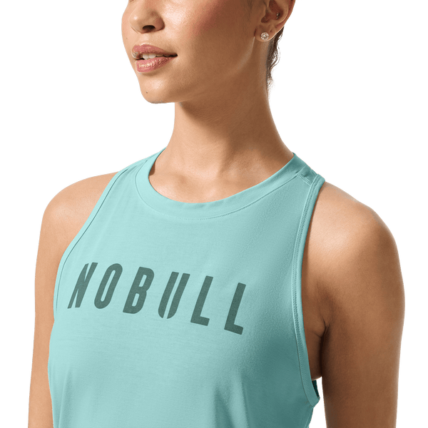 Women's Blue Haze NOBULL High-Neck Tank Front Detail Angle.