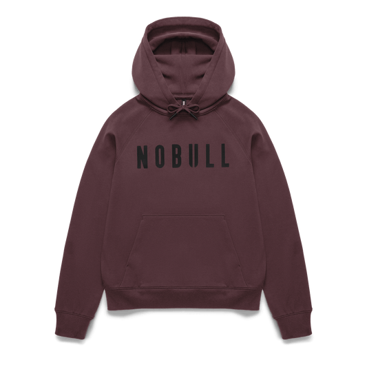 Women's NOBULL Dark Burgundy Hoodie Flat Lay Angle.