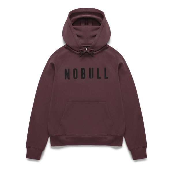 Women's NOBULL Dark Burgundy Hoodie Flat Lay Angle.