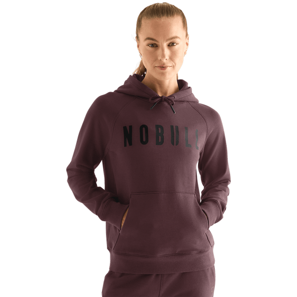 Women's NOBULL Dark Burgundy Hoodie Front Angle.