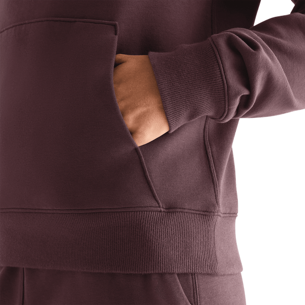 Women's NOBULL Dark Burgundy Hoodie Pocket Detail Angle.