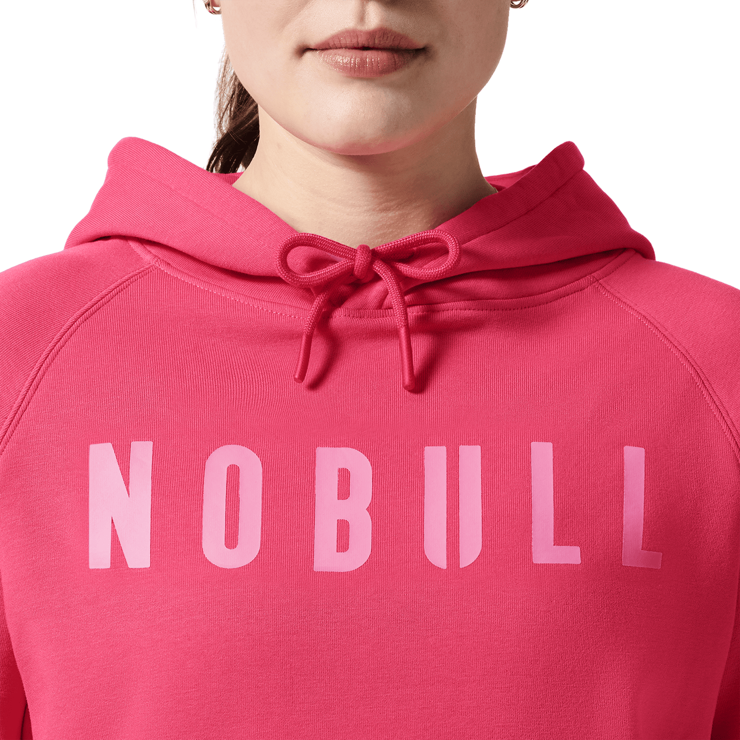 Women's Punch NOBULL Hoodie Front Detail Angle.