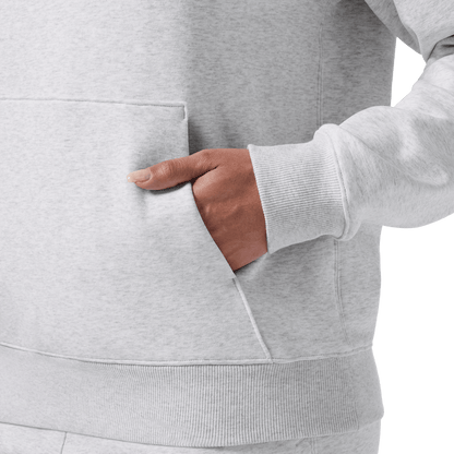 Women's Light Grey Heather NOBULL Hoodie Pocket Detail Angle.
