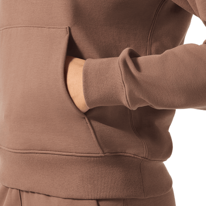 Women's Acorn NOBULL Hoodie Front Pocket Detail Angle.