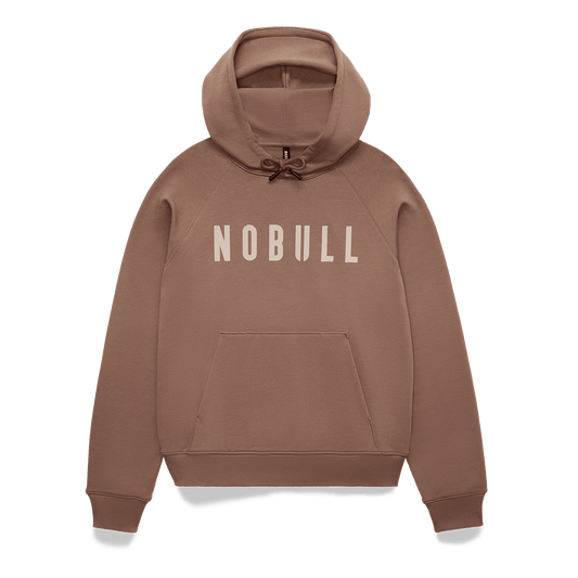Women's Acorn NOBULL Hoodie Flat Lay Angle.