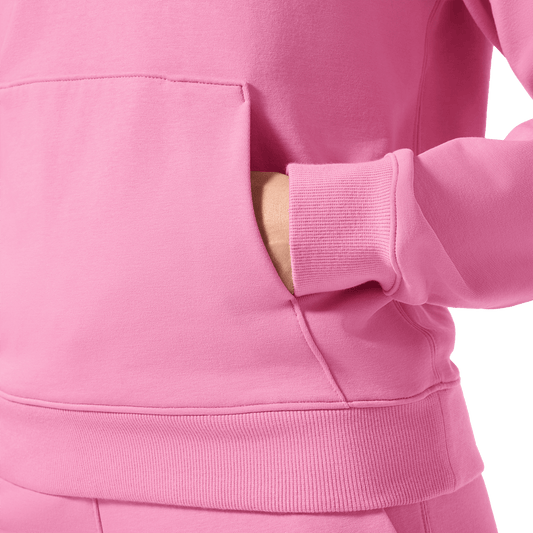 Women's Soft Pink NOBULL Hoodie Front Pocket Angle.
