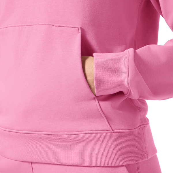 Women's Soft Pink NOBULL Hoodie Front Pocket Angle.