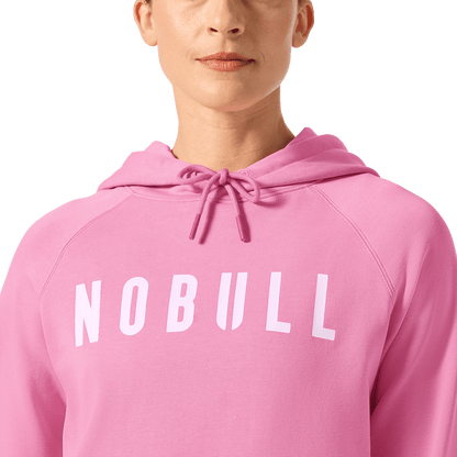 Women's Soft Pink NOBULL Hoodie Front Detail Angle.